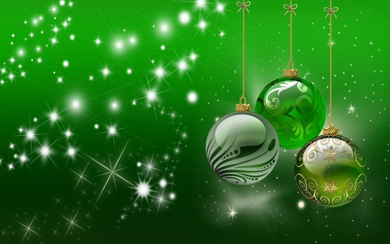 Three Hanging Ornaments — Green, Festive