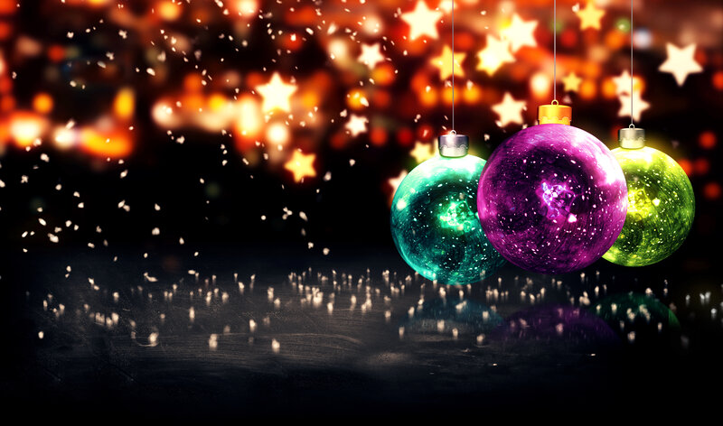 Three Hanging Ornaments — Purple, Festive