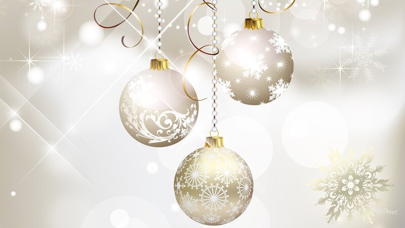 Three Hanging Ornaments — White