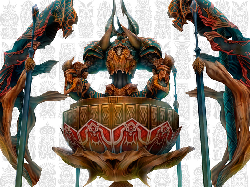 Three-headed Creature on Throne