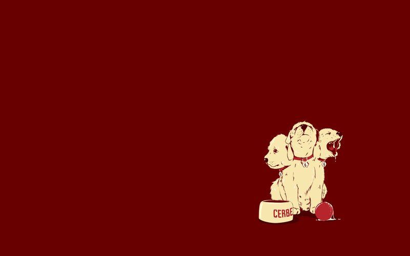 Three-headed dog illustration