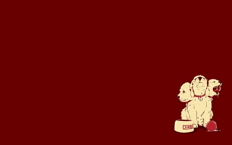 Three-headed Dog — Red, Dramatic, Illustration