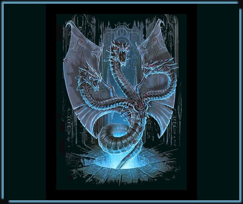 Three-headed Dragon — Blue, Dramatic, Night