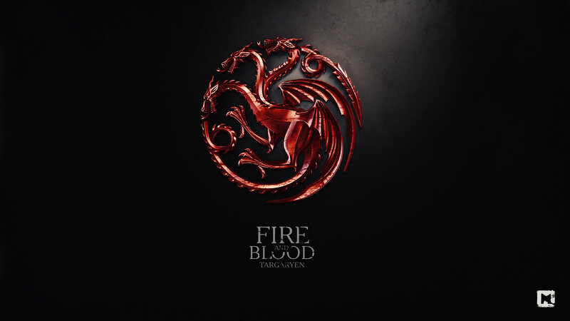 Three-headed Dragon Emblem — Black, Dramatic, Digital Art, Text
