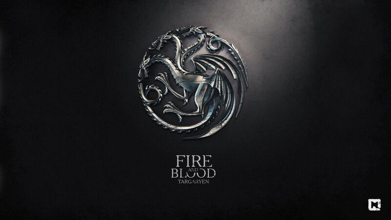 Three-headed Dragon Emblem — Black, Dramatic, Digital Art