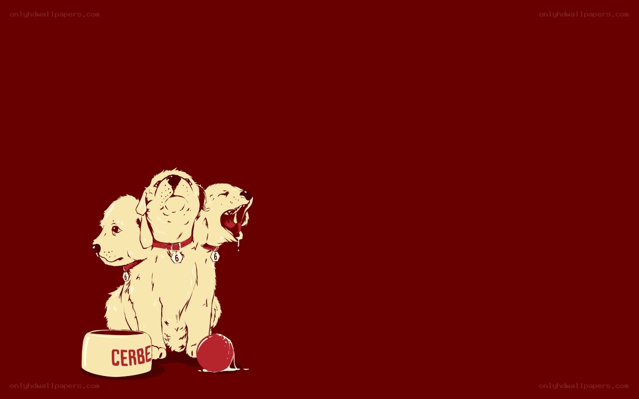 Three-headed puppy illustration