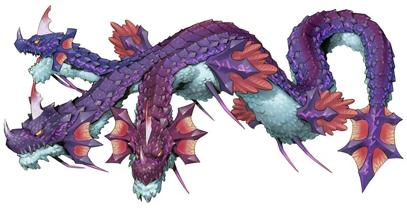 three-headed purple dragon