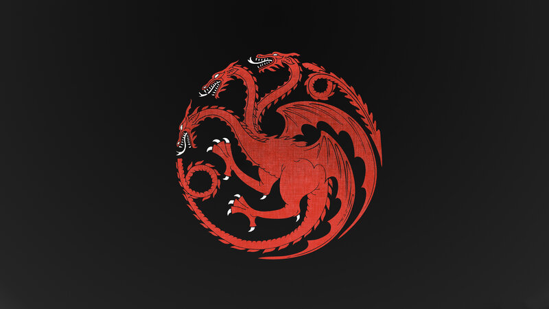 Three-headed Red Dragon — Dramatic, Illustration, Circle
