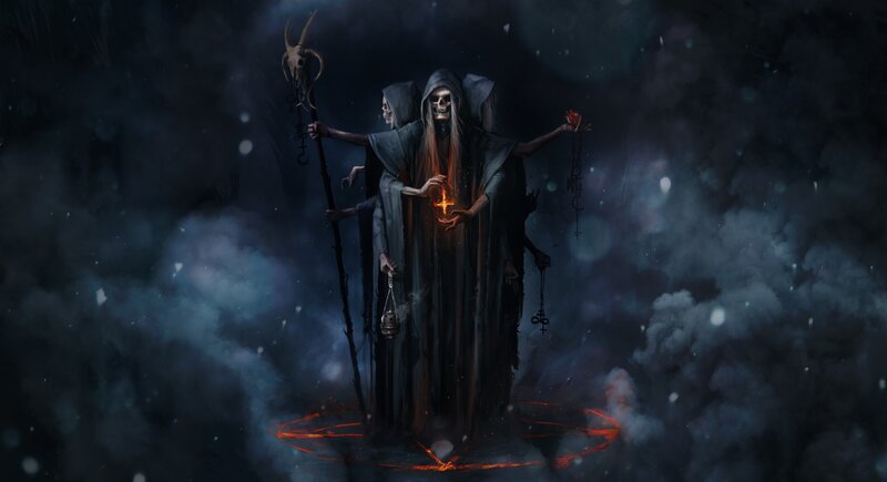 Three-headed Skeletal Figure