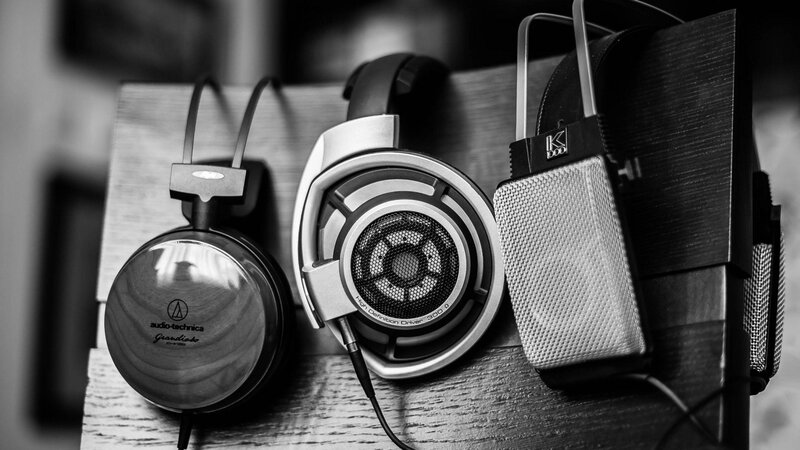Three Headphones on Wood