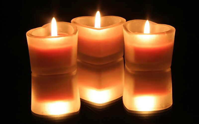 Three Heart-shaped Candles