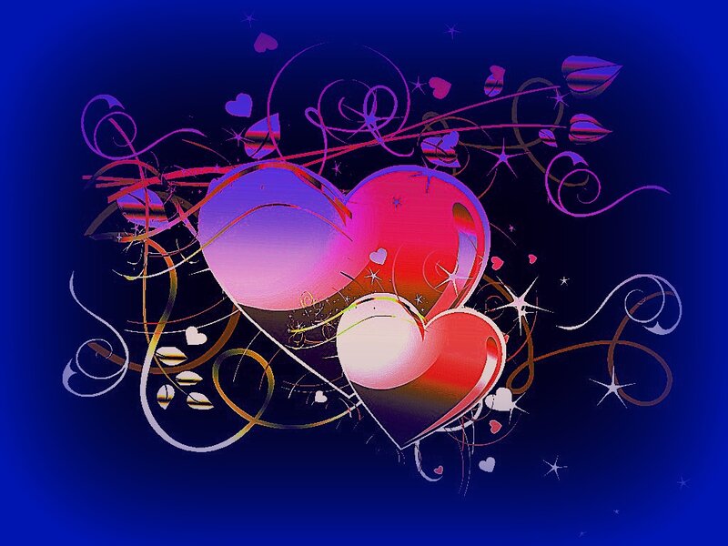 Three Hearts with Swirls