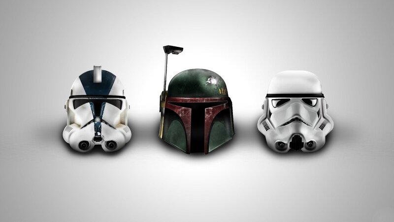 Three Helmets in a Row — White