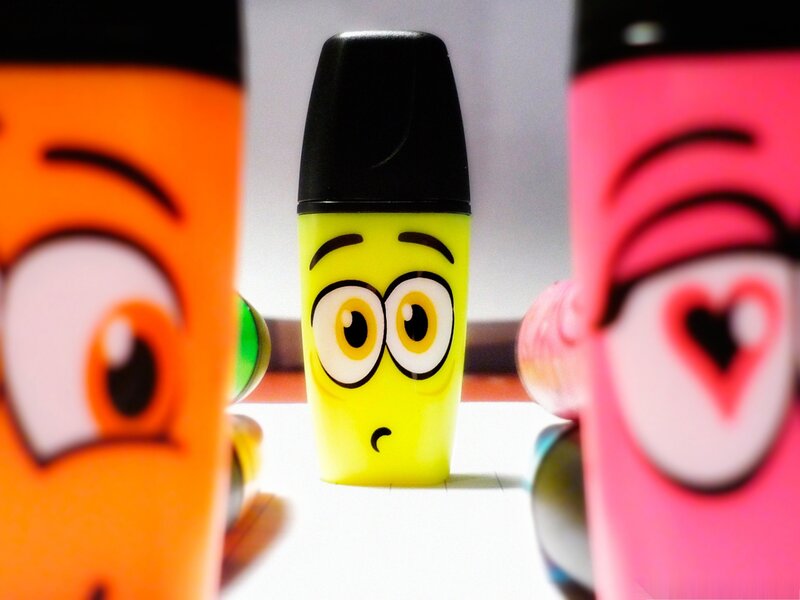 Three Highlighters with Faces