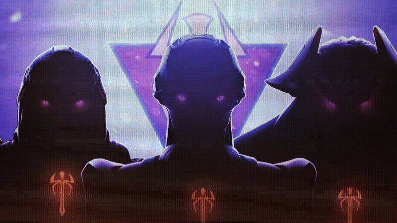 Three Hooded Figures — Purple