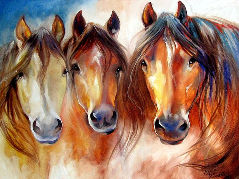 Three Horses Heads — Brown