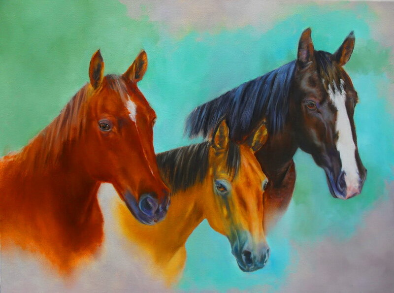 Three Horses Heads — Green
