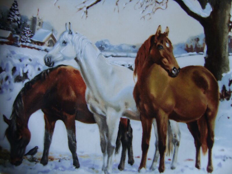 Three Horses in Snow — White, Serene, Winter