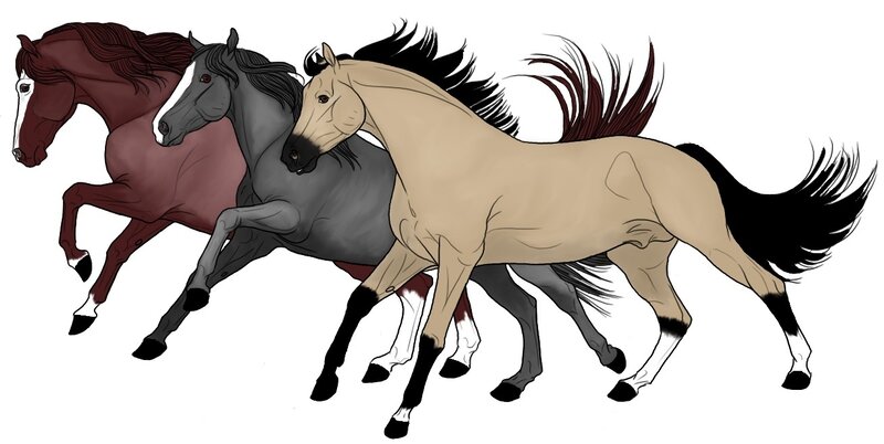 Three Horses Running — Brown, Dynamic