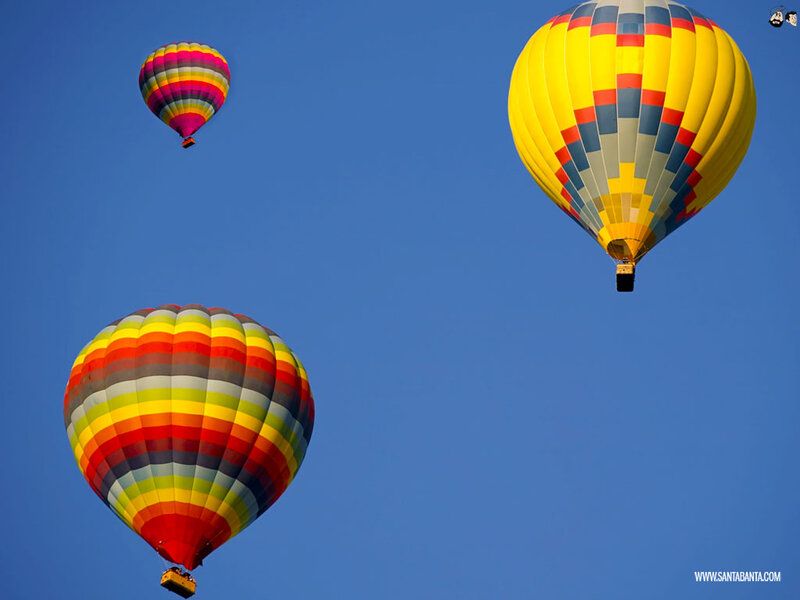 Three Hot Air Balloons — Blue, Serene