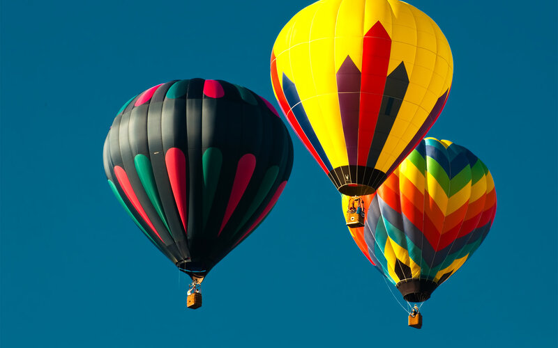 Three Hot Air Balloons — Blue