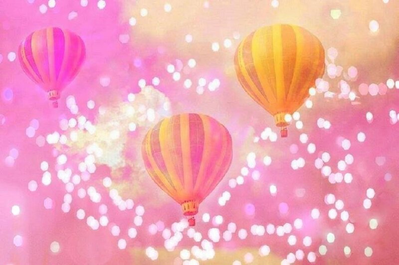 Three Hot Air Balloons — Pink