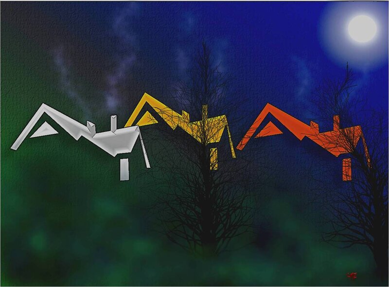 Three Houses at Night