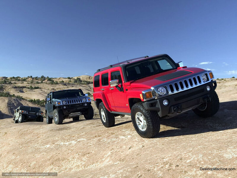 Three Hummer Vehicles
