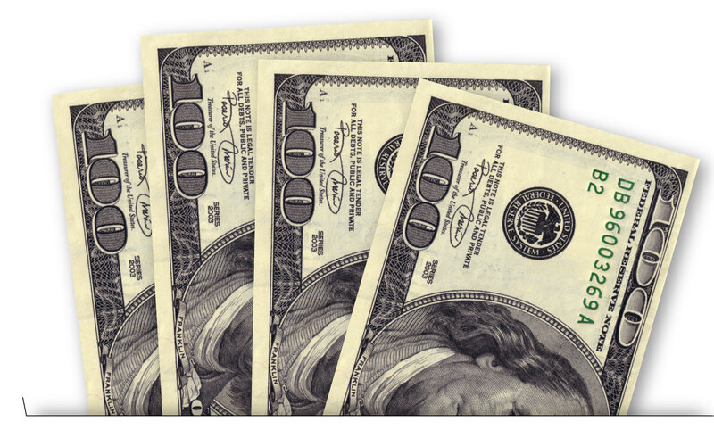 three hundred-dollar bills