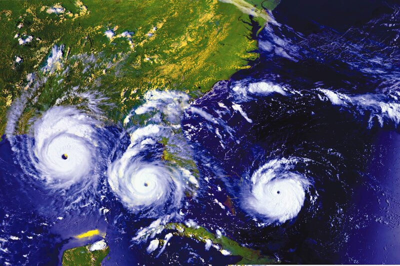 Three hurricanes over the Atlantic