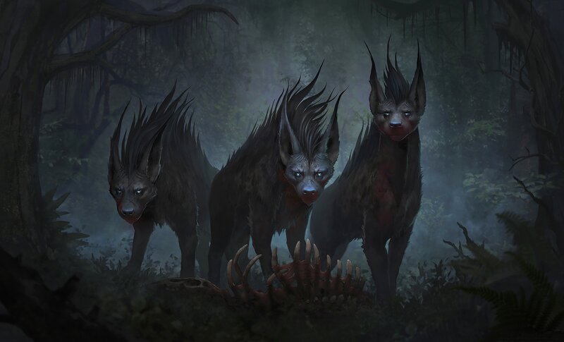 Three Hyena-like Creatures