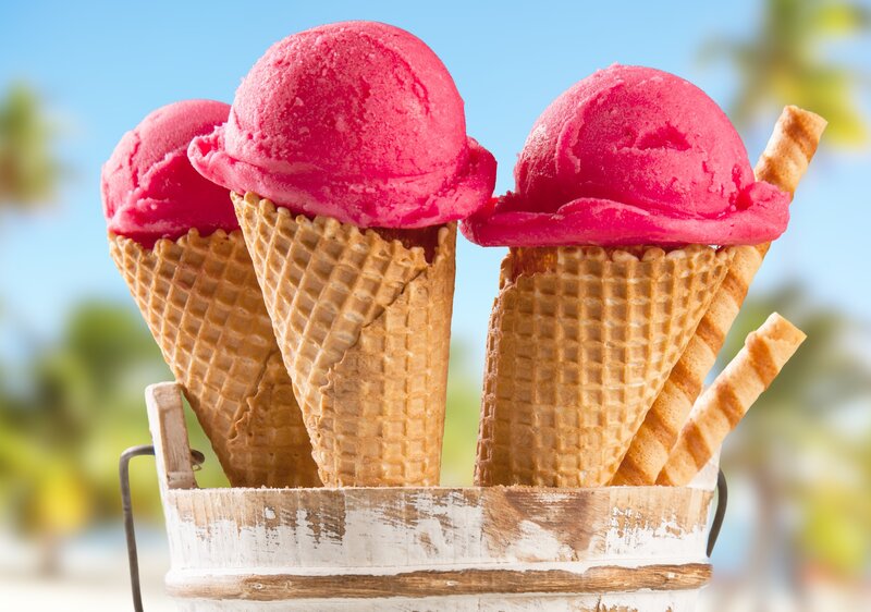 Three Ice Cream Cones — Pink, Refreshing