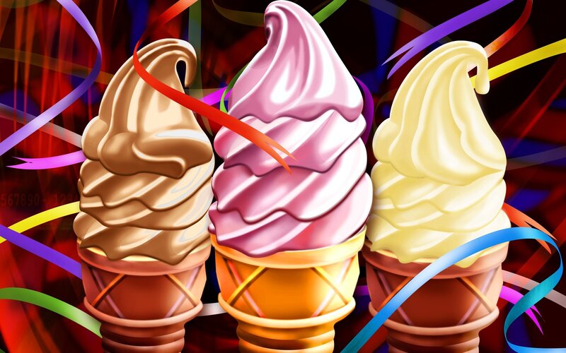 Three Ice Cream Cones — Red