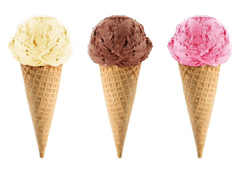 Three Ice Cream Cones — Yellow