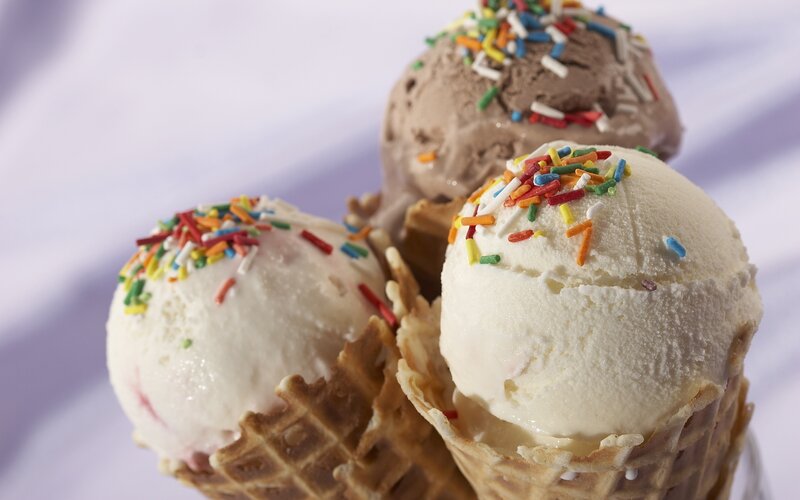 Three Ice Cream Scoops — White