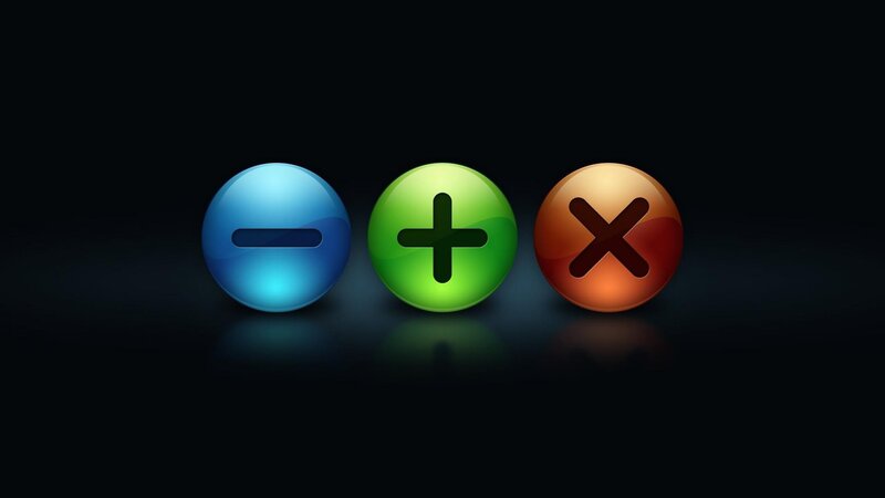 three icons with symbols