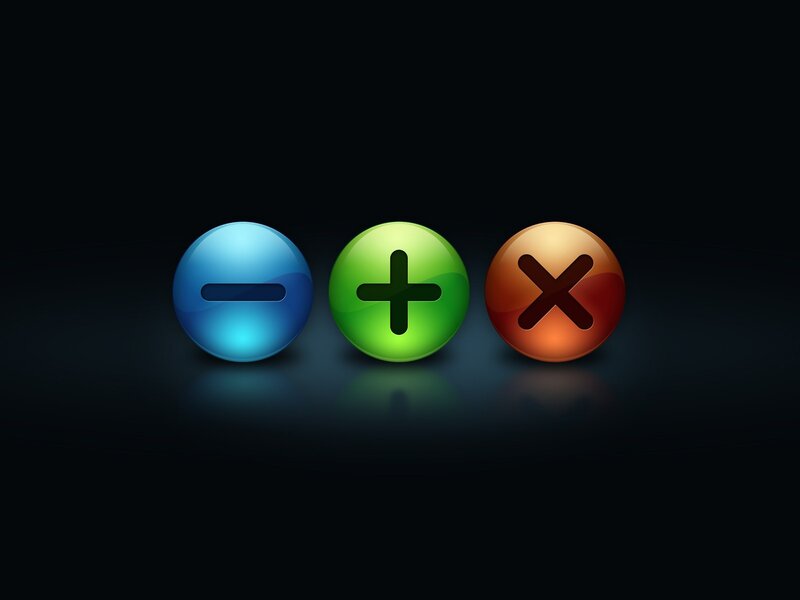 three icons with symbols