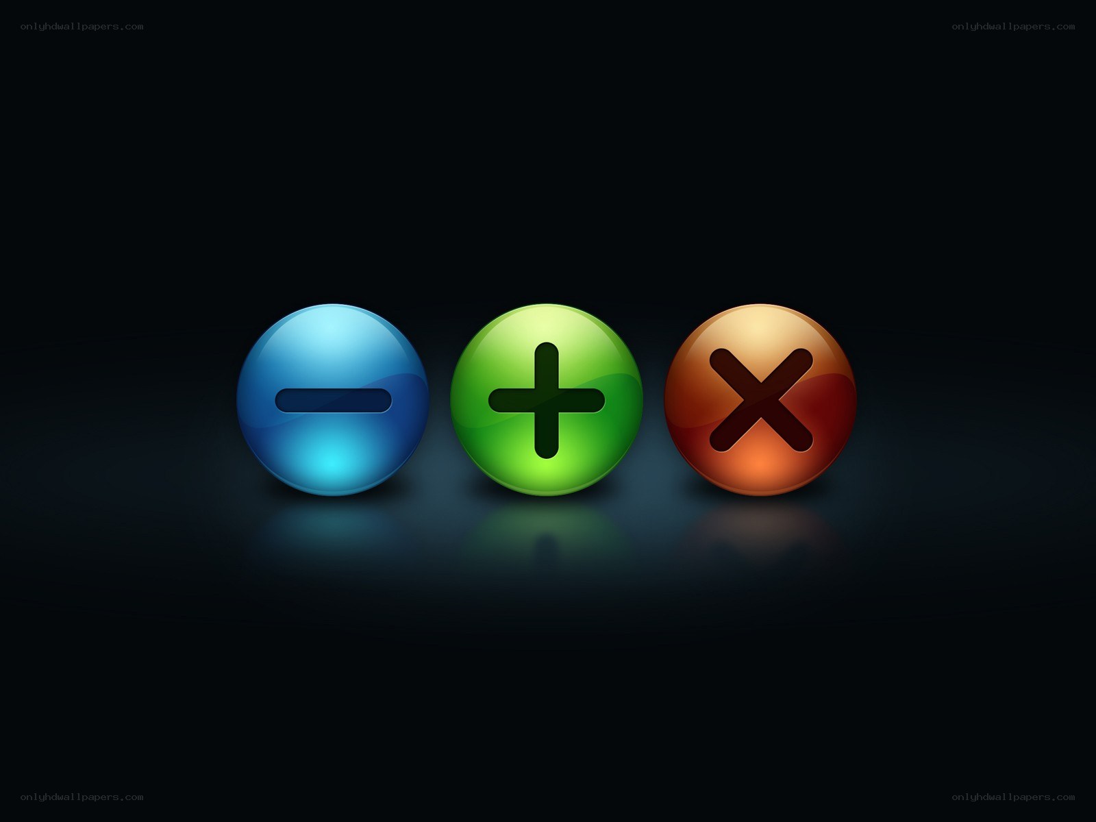 three icons with symbols