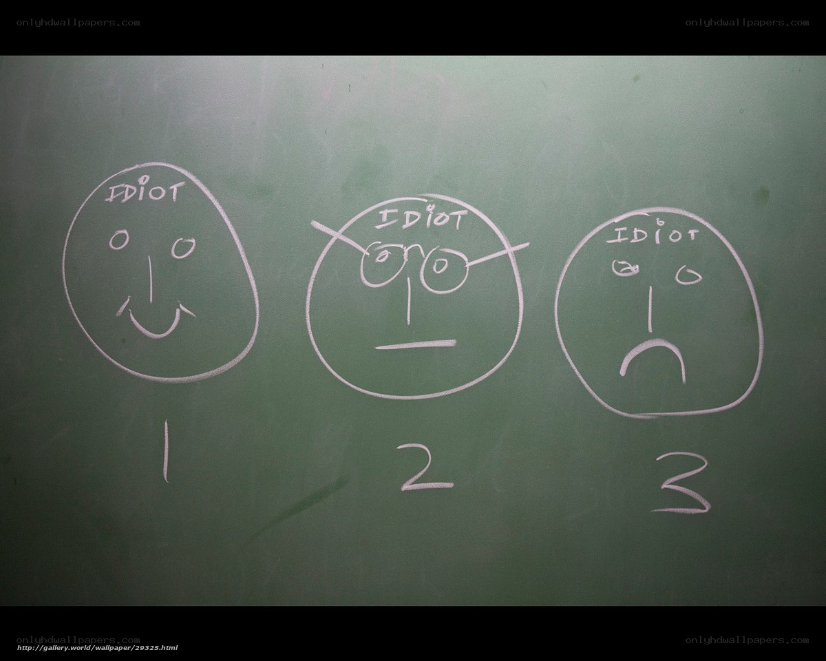 Three Idiot Drawings on Chalkboard