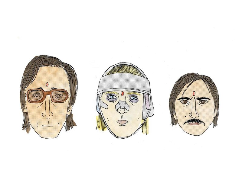 Three illustrated faces