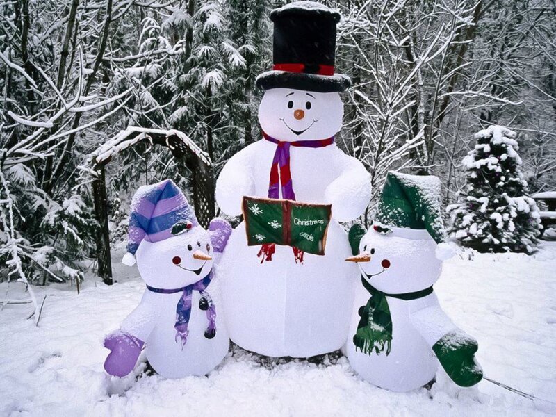Three Inflatable Snowmen