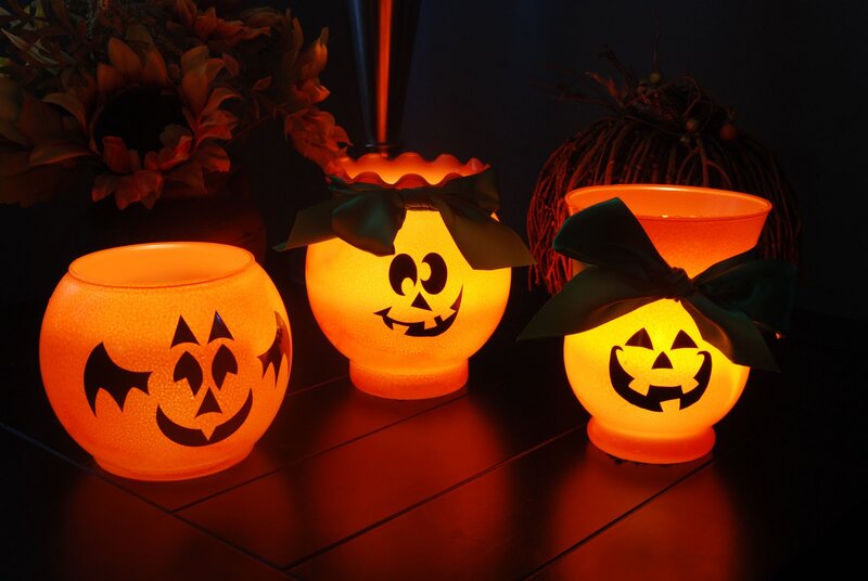 Three Jack-o'-lantern Candles