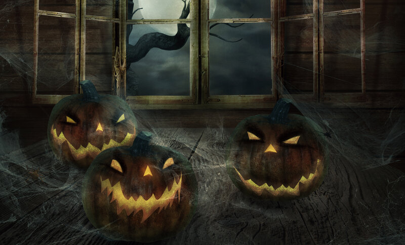 Three Jack-o'-lanterns — Black