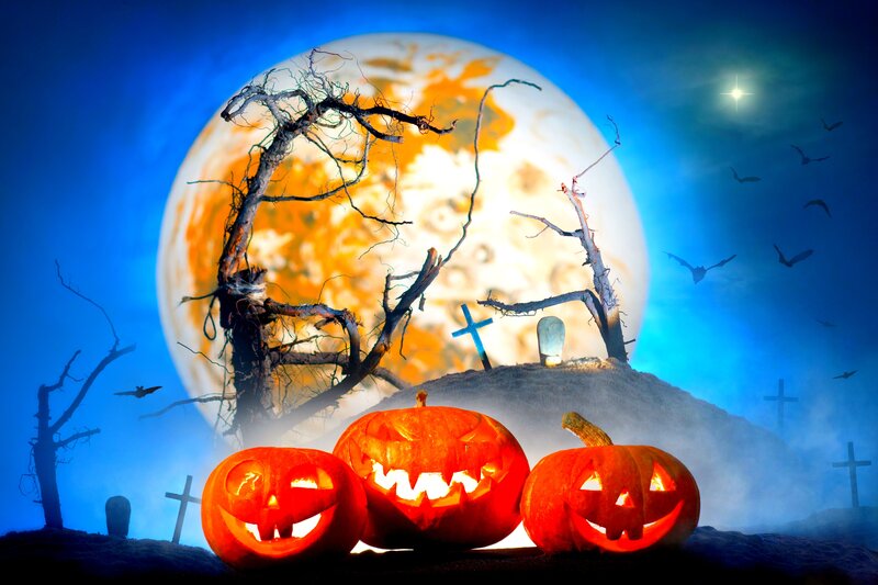 Three Jack-o'-lanterns — Blue