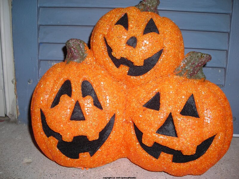 three jack-o-lanterns for halloween