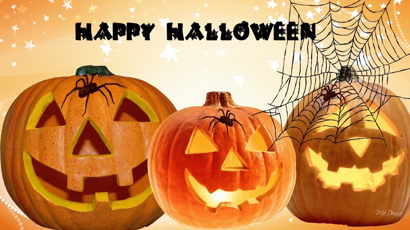 Three Jack-o'-lanterns — Orange, Festive