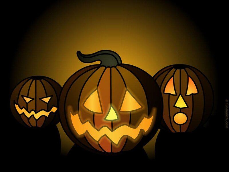 Three Jack-o'-lanterns — Orange, Spooky, Night