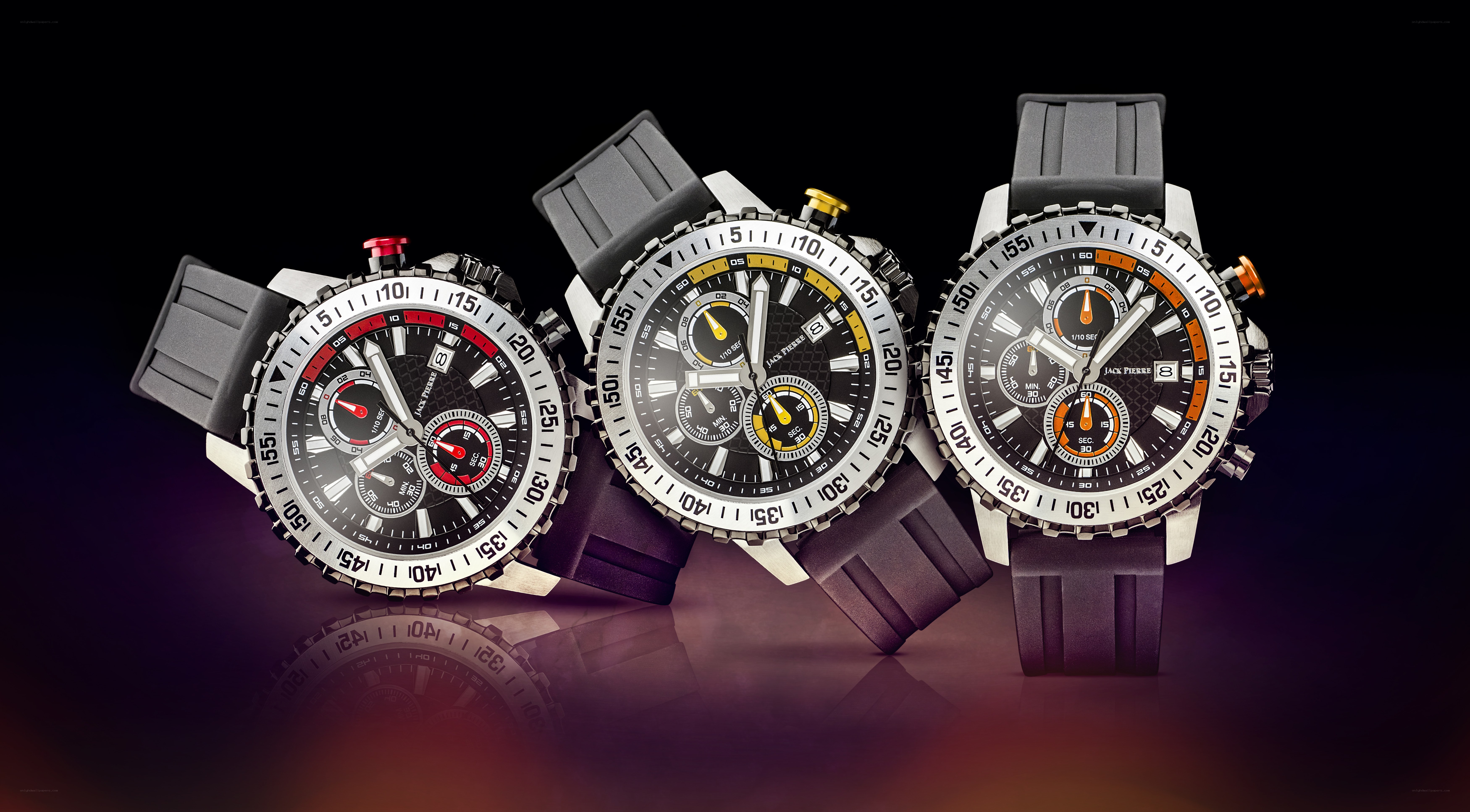 Three Jack Pierre chronograph watches