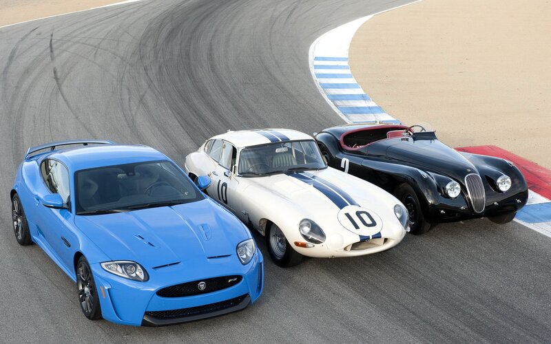 Three Jaguar Race Cars