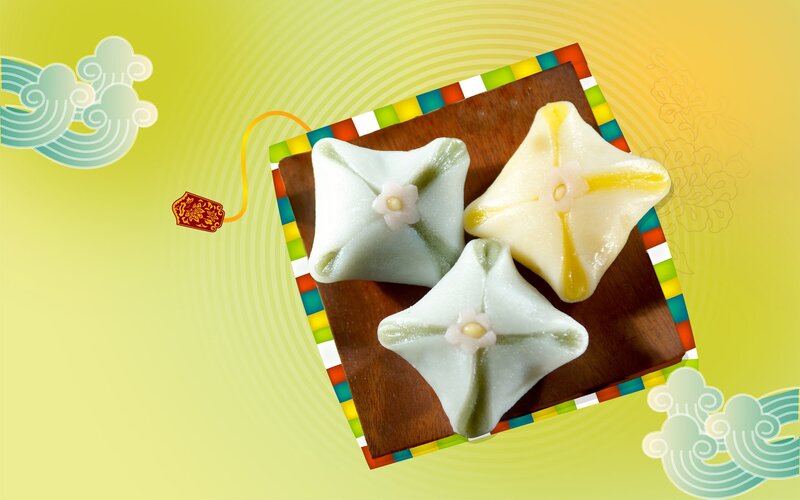 Three Japanese sweets on a plate